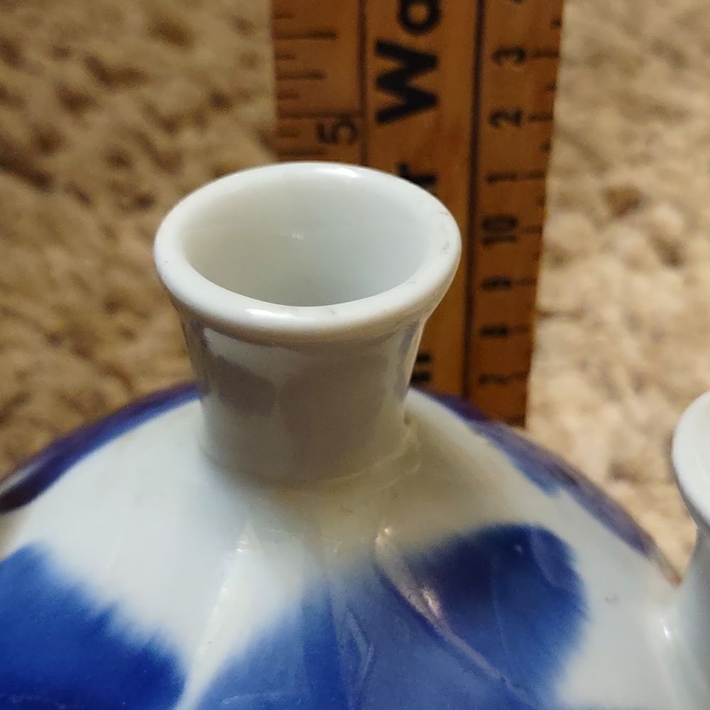 Kravec Studios Hand Thrown Pottery Blue‎ Abstract 3 hole vase or Candle Holder - Picture 4 of 5